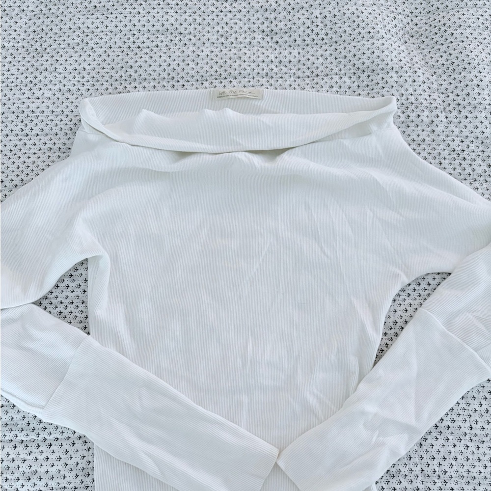 We The Free White Ribbed Off-Shoulder Top
